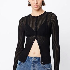 Elegant Black Button-Up Cardigan